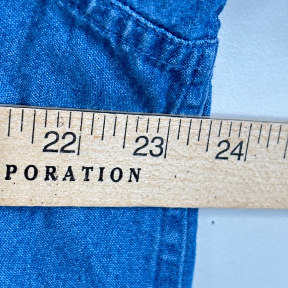 VTG Embroidered Christmas Denim Button Down XL Plaid Collar 90s Holiday Granny - Picture 8 of 10